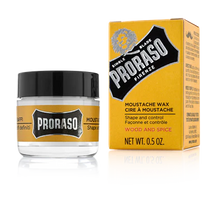 Load image into Gallery viewer, Proraso moustache wax jar and packaging on a white background