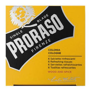 Proraso Wood & Spice Cologne Wipes (6 Sachets)